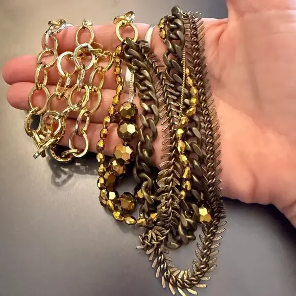 A.V. Max Mixed Metal Beaded Layered Gold Tone Necklace - Picture 9 of 9